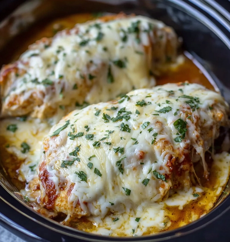 Slow Cooker Cheesy Mozzarella Chicken