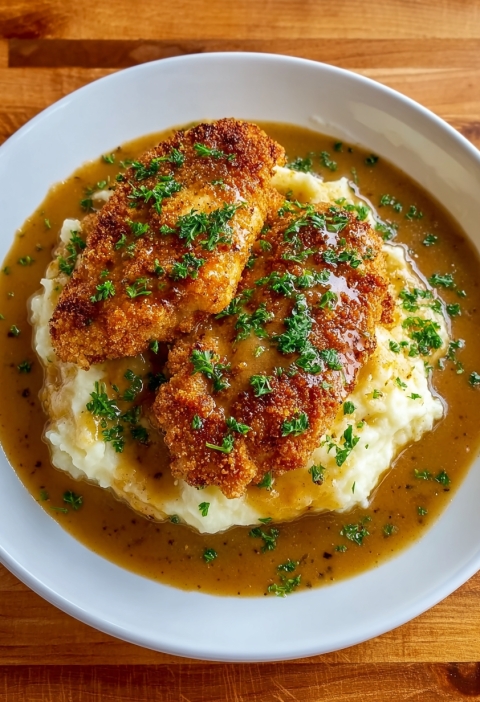 Slow Cooker Herb-Crusted Chicken Fillets with Creamy Mashed Potatoes
