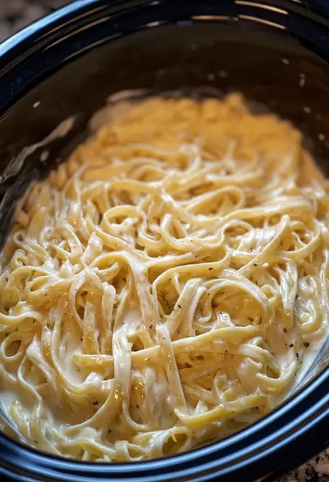 Slow Cooker Creamy Alfredo Pasta