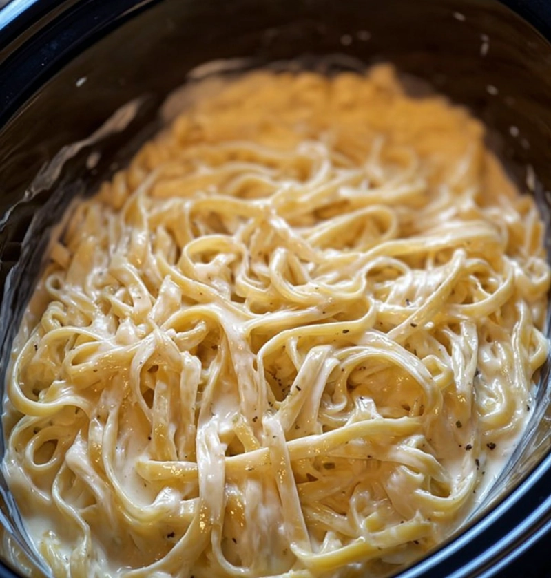 Slow Cooker Creamy Alfredo Pasta