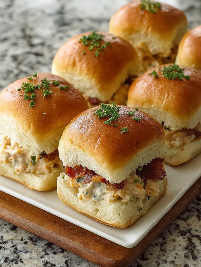 Creamy Chicken Ranch Bacon Sliders on Hawaiian Rolls