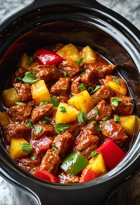 Slow Cooker Hoisin Pork with Pineapple and Bell Peppers