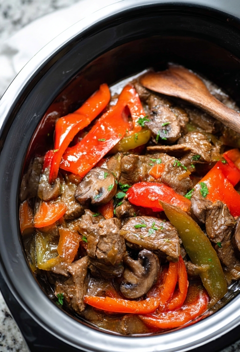Slow Cooker Pepper Steak with Mushrooms — The Supper Hall Classic That Never Fades