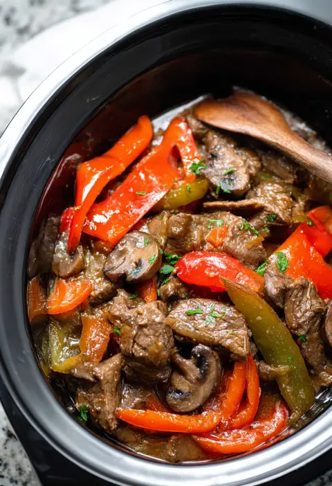Slow Cooker Pepper Steak with Mushrooms — The Supper Hall Classic That Never Fades