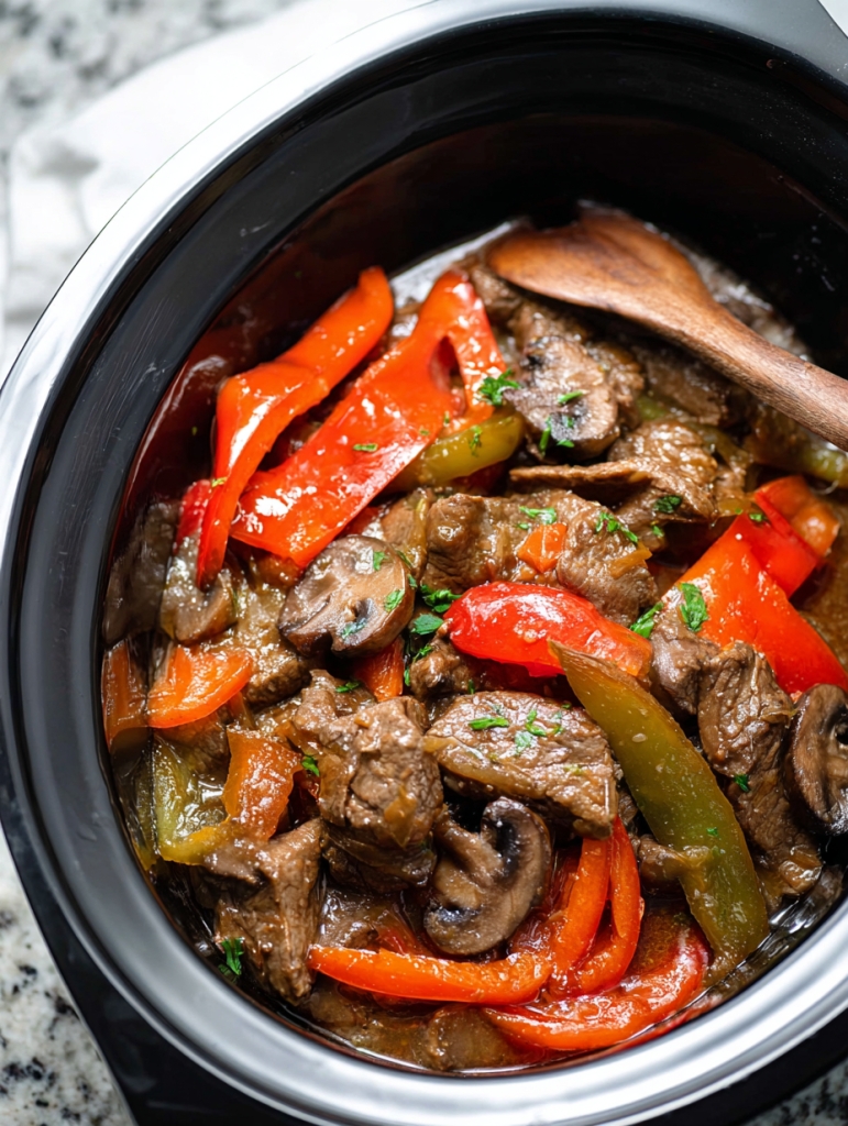Slow Cooker Pepper Steak with Mushrooms — The Supper Hall Classic That Never Fades