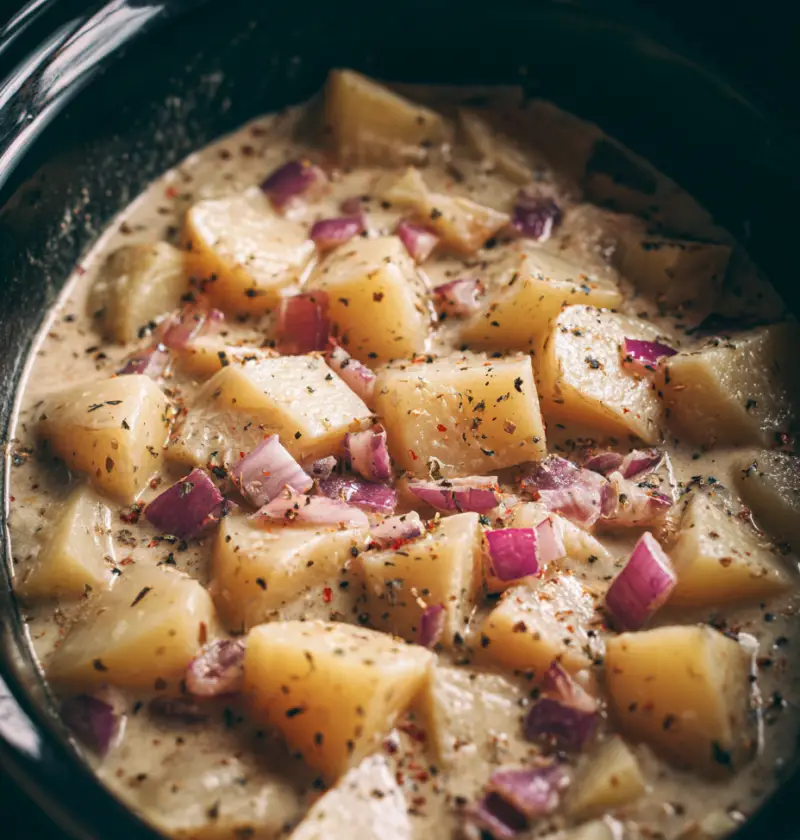 Slow Cooker 4-Ingredient Loaded Potato Soup