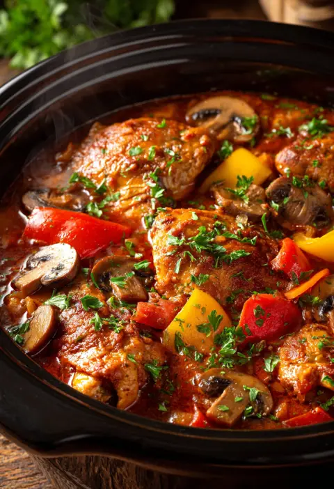 Slow Cooker Chicken Cacciatore — A Bowlful of Midwest Memories