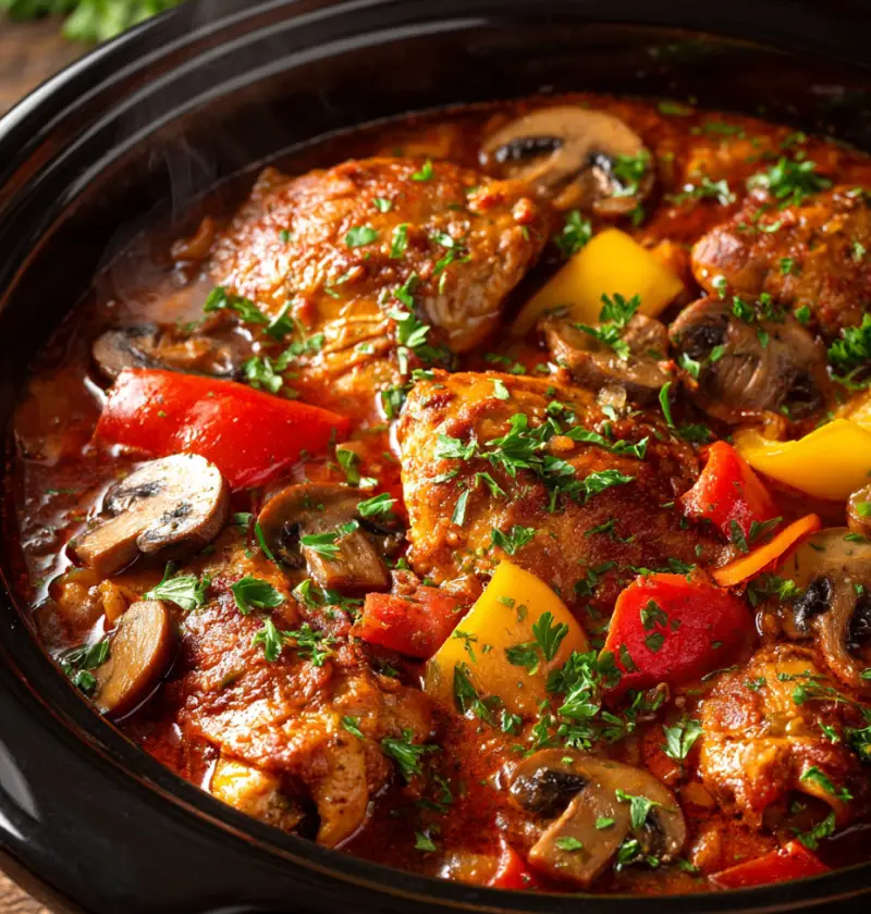 Slow Cooker Chicken Cacciatore — A Bowlful of Midwest Memories