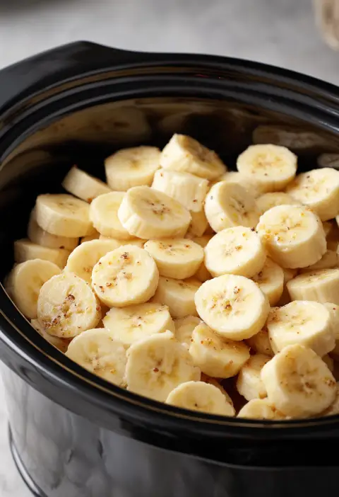 Slow Cooker Banana Foster Pudding