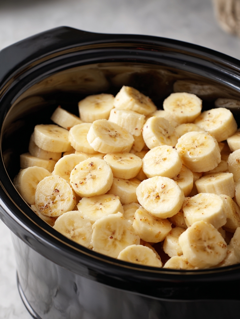 Slow Cooker Banana Foster Pudding