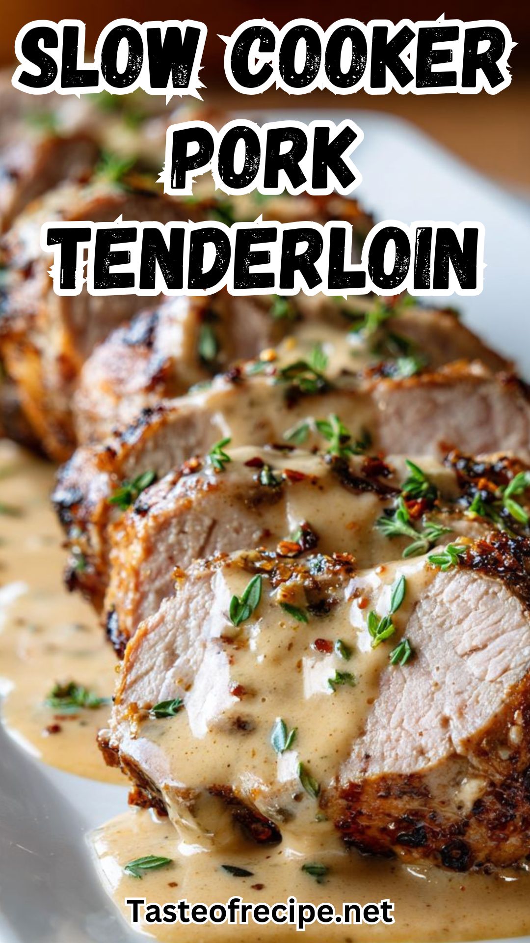 Slow Cooker Herb-Crusted Pork Tenderloin with Creamy Dijon and Herb Sauce