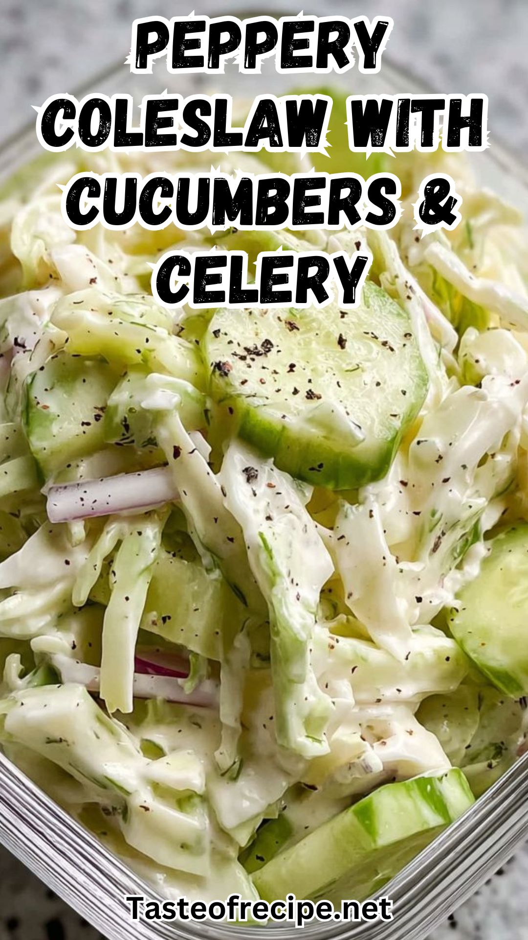 Creamy Peppery Coleslaw with Cucumbers and Celery