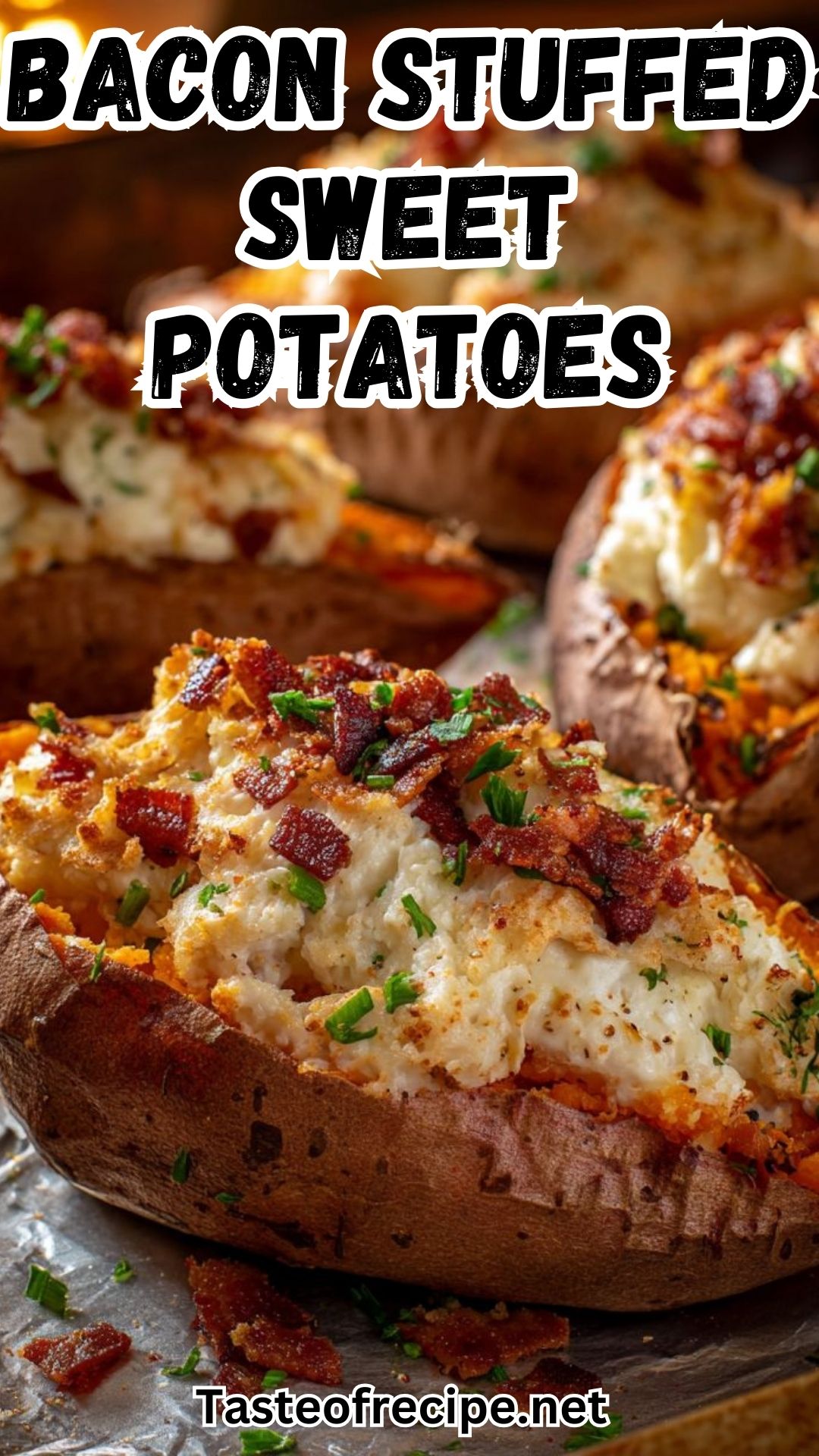 Slow Cooker Cheesy Bacon Stuffed Sweet Potatoes
