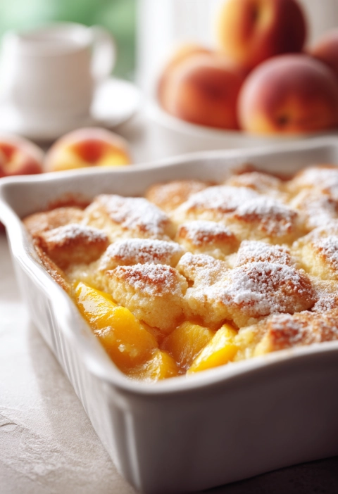 3-Ingredient Peach Dump Cake — Simple, Sweet, and Full of Summer Charm