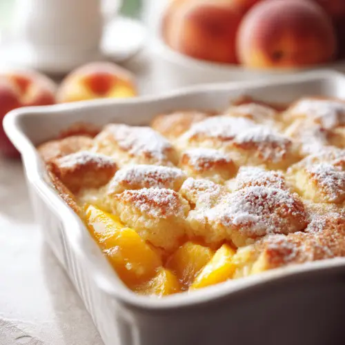 3-Ingredient Peach Dump Cake — Simple, Sweet, and Full of Summer Charm