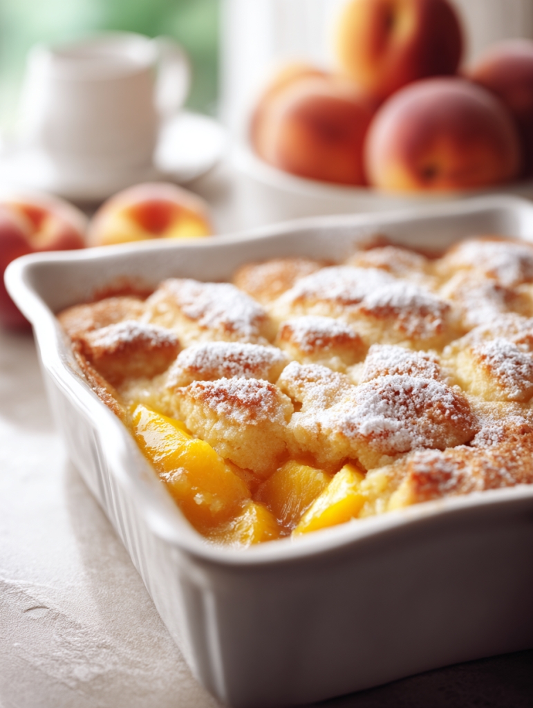 3-Ingredient Peach Dump Cake — Simple, Sweet, and Full of Summer Charm