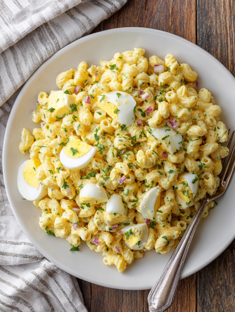 Eggcellent Pasta Delight – Deviled Eggs Meet Creamy Pasta Salad