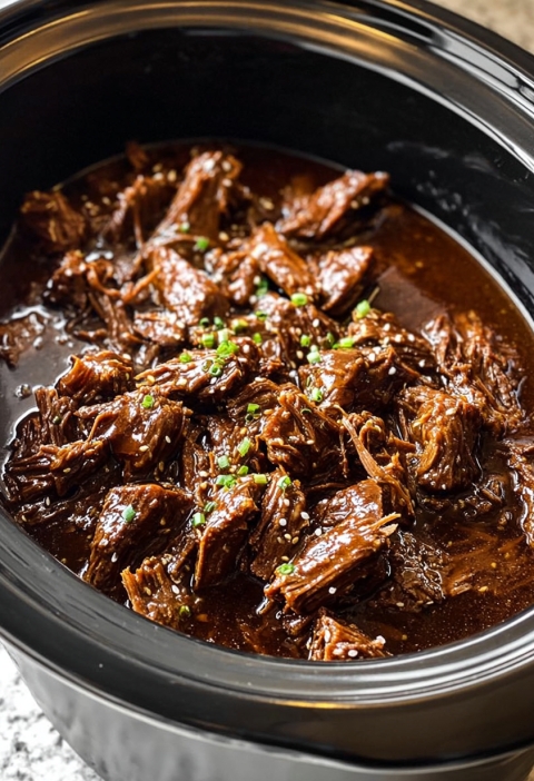 Slow Cooker 4-Ingredient Honey Garlic Beef