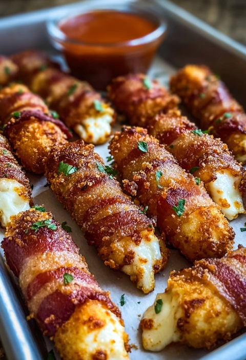 Nashville Hot Bacon Wrapped Mozzarella Sticks – Cheesy, Spicy, Gone in a Flash