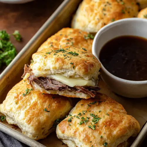 Baked French Dip Biscuits – A Cozy Classic with a Buttery, Cheesy Twist
