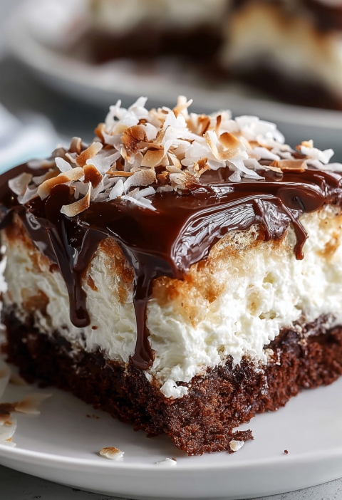 This Mounds Poke Cake Is Basically a Hug in a Pan (And Yes, It Starts With a Box Mix)