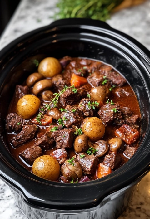 Slow Cooker Beef Bourguignon