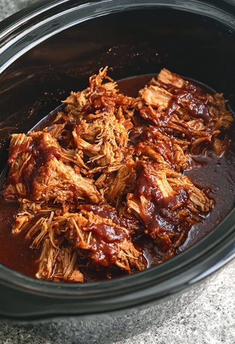 Slow Cooker Pulled Pork with BBQ Sauce