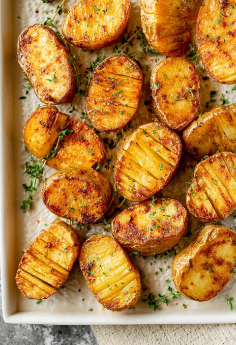 Sheet Pan Scored Potatoes