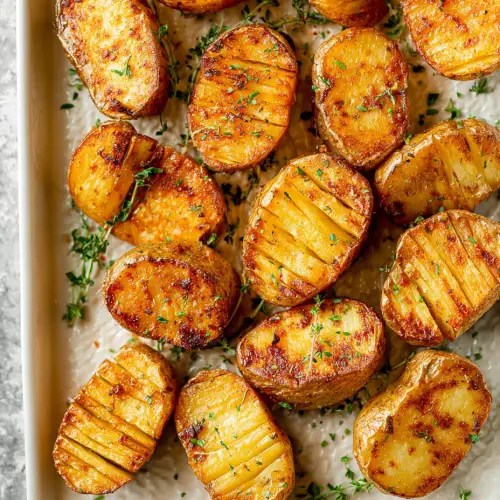Sheet Pan Scored Potatoes