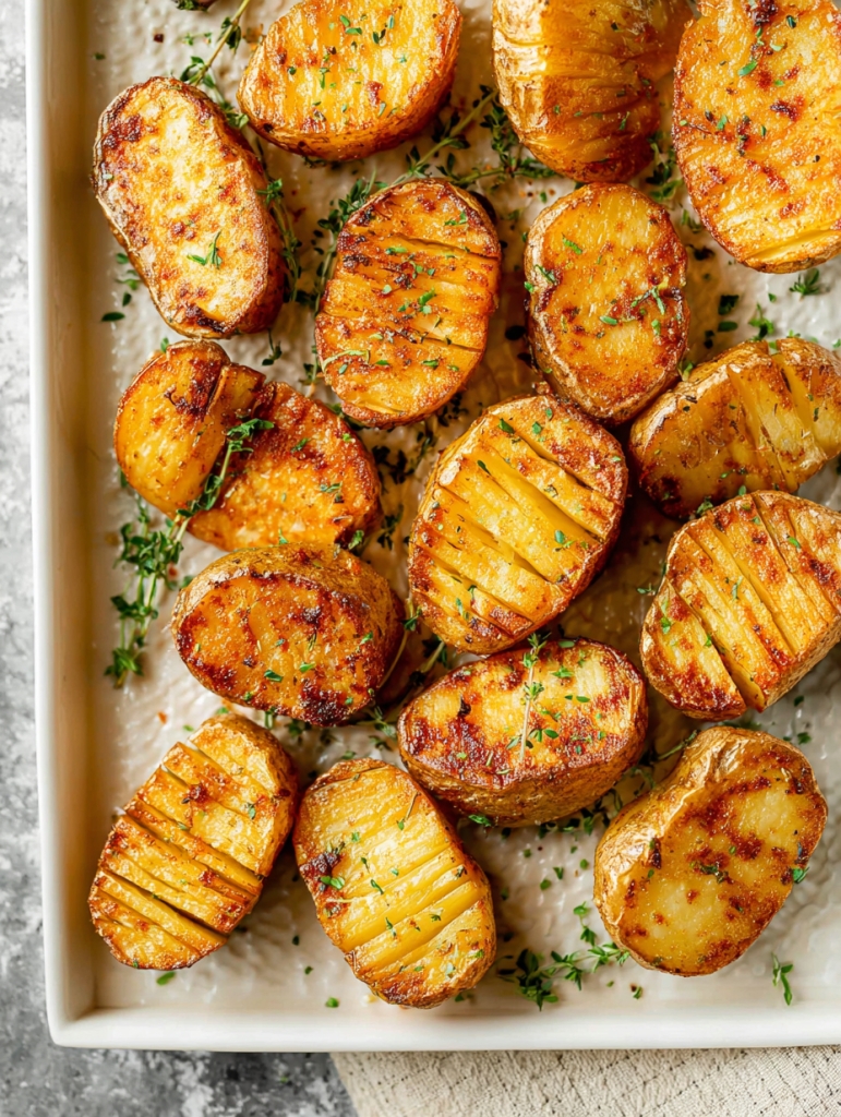 Sheet Pan Scored Potatoes