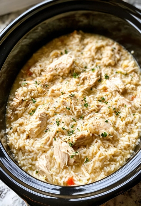 Slow Cooker No Peek Chicken & Rice