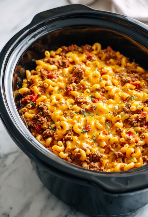 Slow Cooker Cheesy Beef & Macaroni — The Kind of Meal That Feels Like You’ve Been Hugged from the Inside