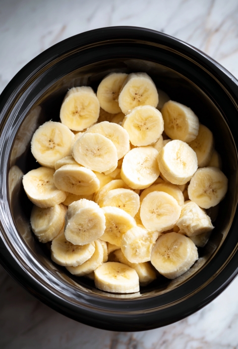 Slow Cooker Banana Foster Pudding