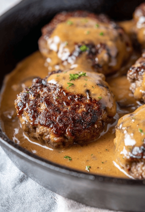 Polish Hamburgers in Mushroom Gravy