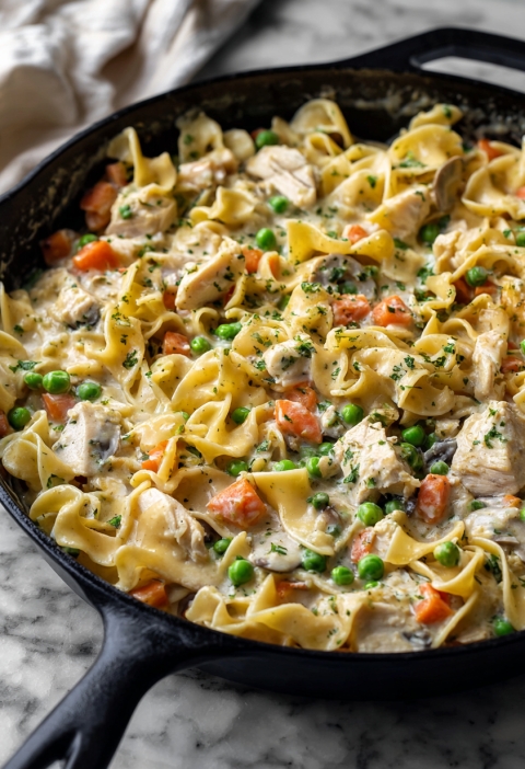 Chicken Pot Pie Noodle Skillet