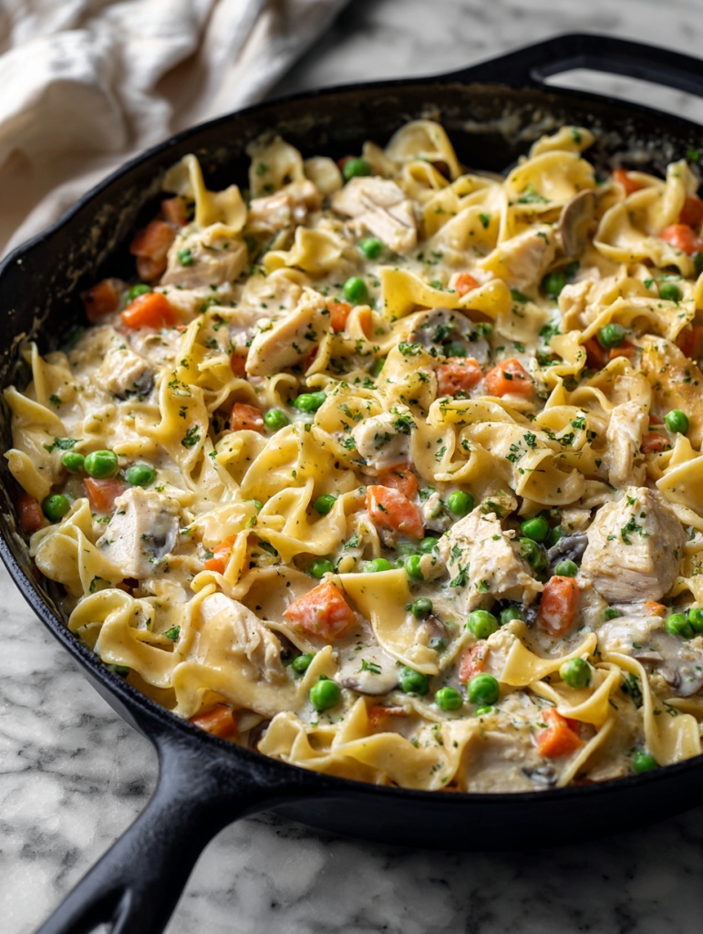 Chicken Pot Pie Noodle Skillet