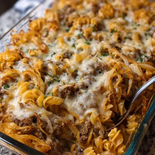 French Onion Beef Noodle Bake