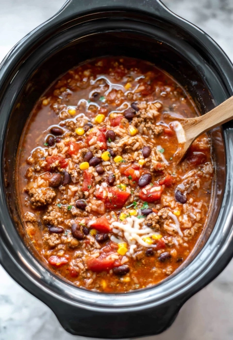 Slow Cooker Taco Rice Soup