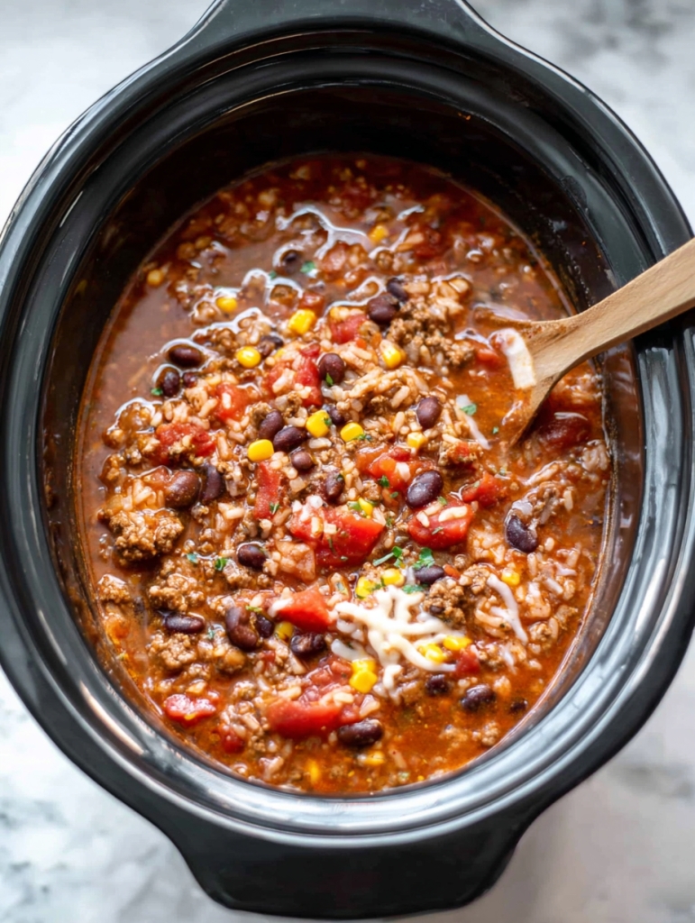 Slow Cooker Taco Rice Soup