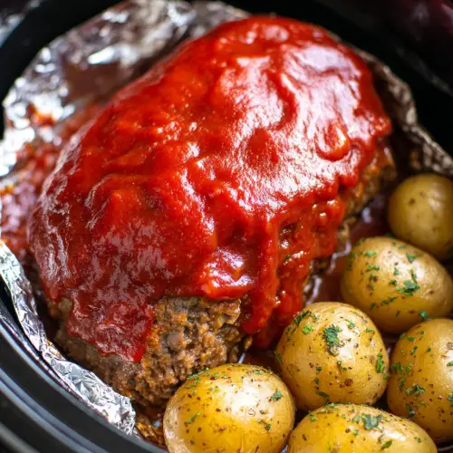 Slow Cooker Meatloaf and Potatoes