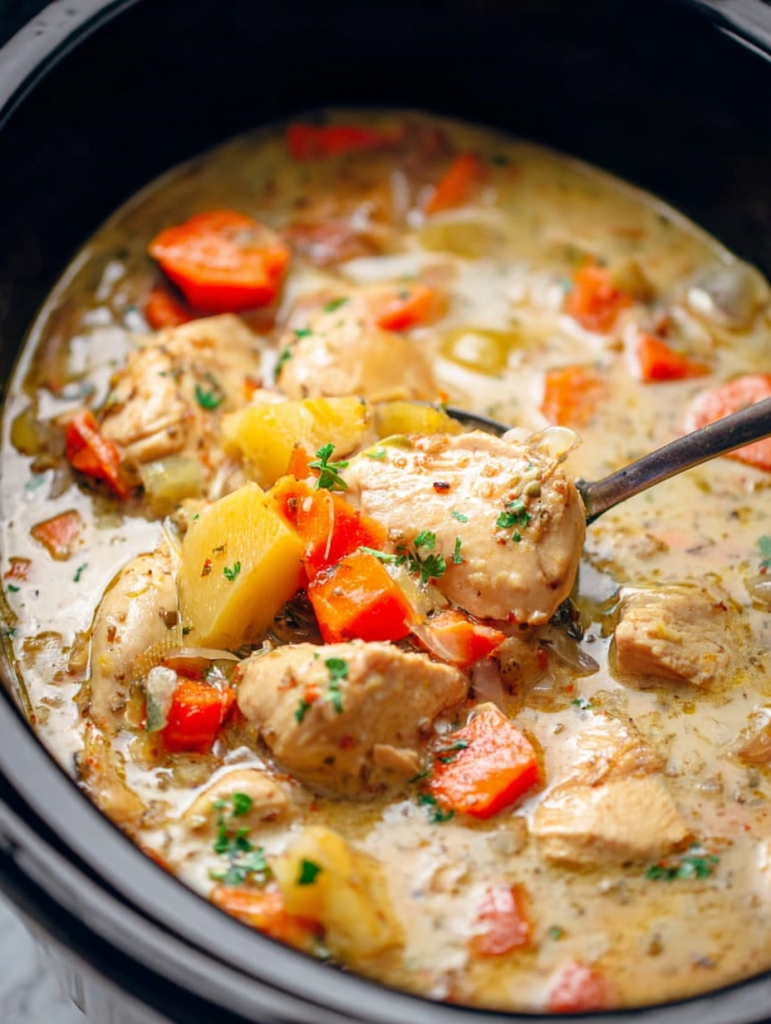 Slow Cooker White Wine Chicken Stew