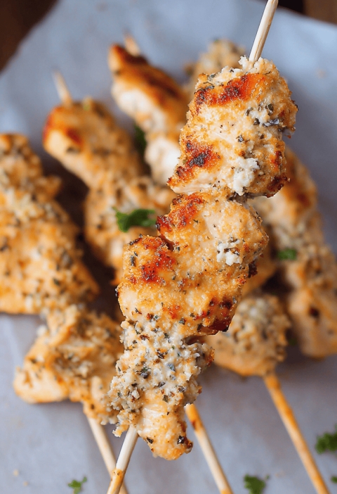 Garlic Parmesan Chicken Skewers