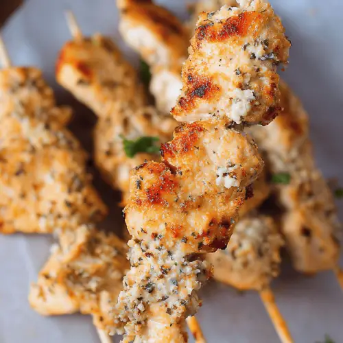Garlic Parmesan Chicken Skewers
