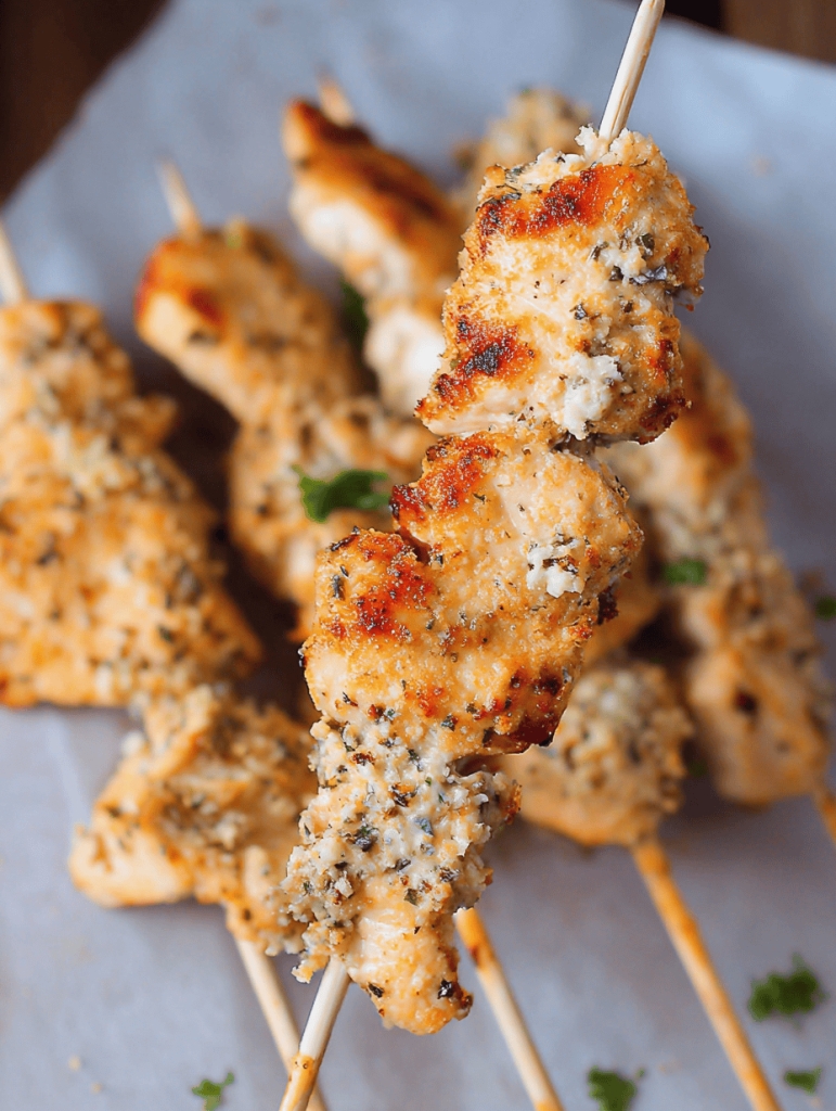 Garlic Parmesan Chicken Skewers