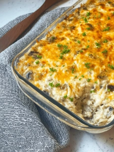Queso Smothered Fajita Casserole