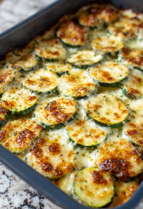 Cheesy Scalloped Zucchini