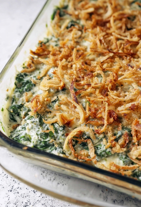 Crispy Onion Spinach Casserole