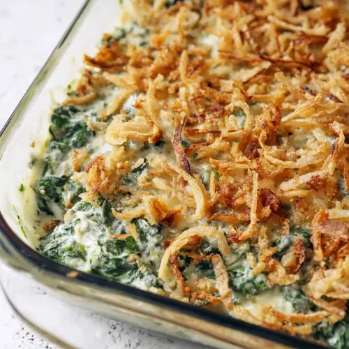 Crispy Onion Spinach Casserole