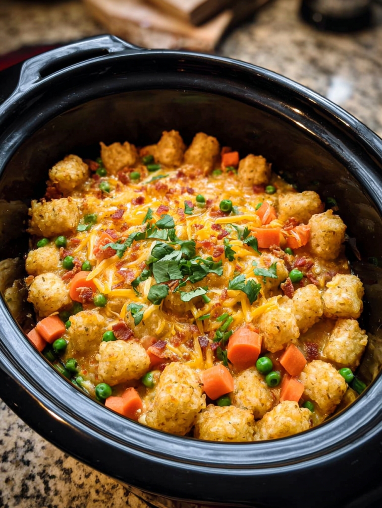 Slow Cooker Chicken Tater Tot Casserole