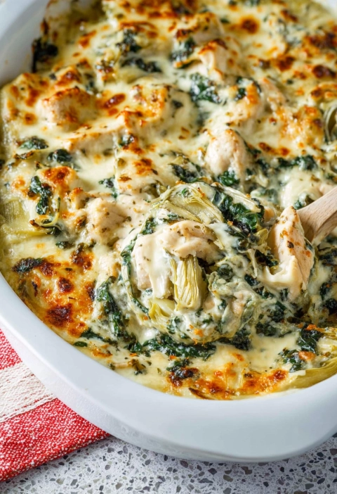 Creamy Chicken Florentine Artichoke Casserole